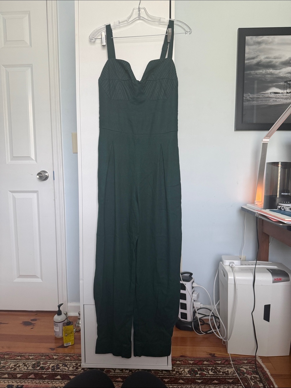 FARM Rio Dark Green Sweetheart Wide-Leg Jumpsuit